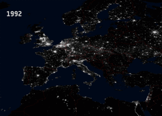 Night Lights in Europe 1992&ndash;2010 (GIF test)